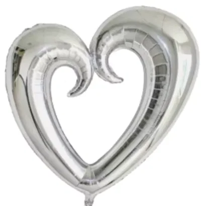 Globo corazón CALADO PLATEADO 45cm aprox. 