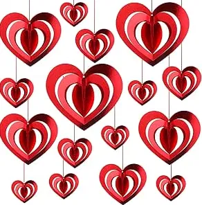 Corazón de papel colgante 3D rotativo (16 piezas)