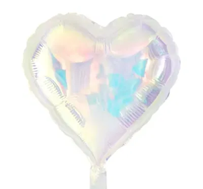 Globo corazón iridiscente blanco 45cm