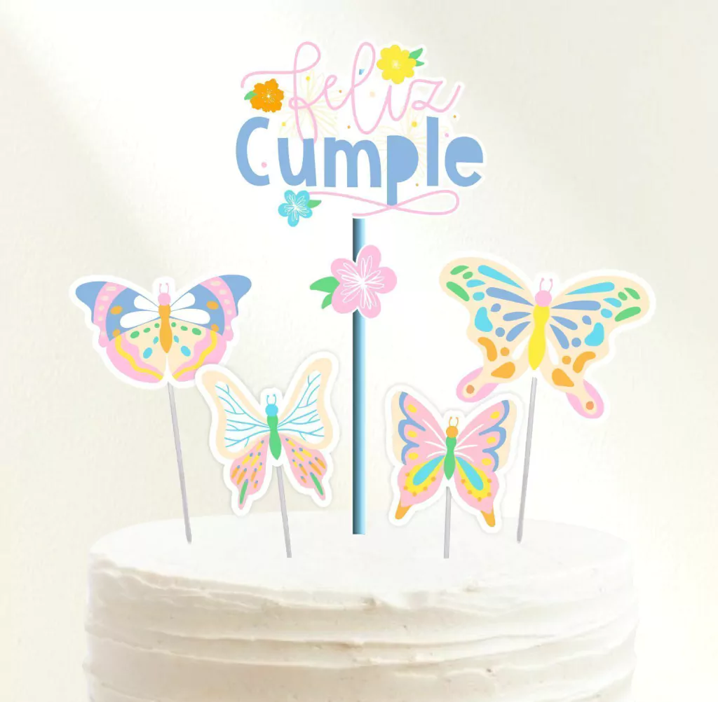 Topper silueta Mariposas pastel | Mil Deseos