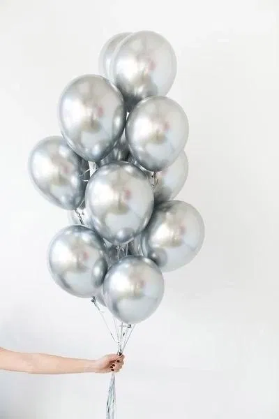Globos cromados plateados 10" x5 unidad