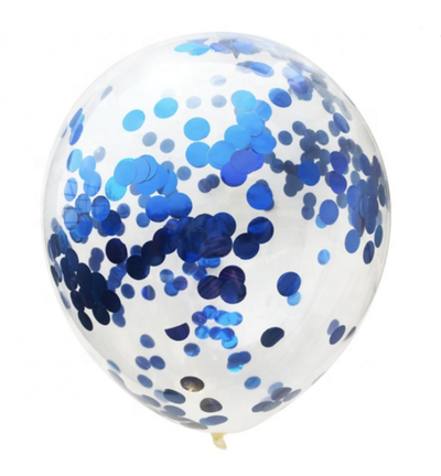 Globo transparente con confetti AZUL x5 unidades