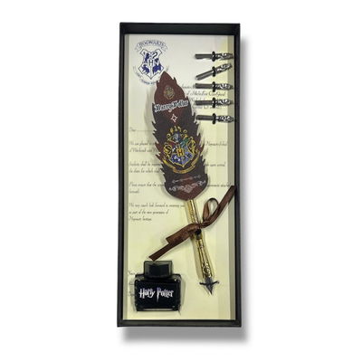 Pluma Harry Potter DE PLÁSTICO BORDÓ con tintero y 6 puntas en caja 