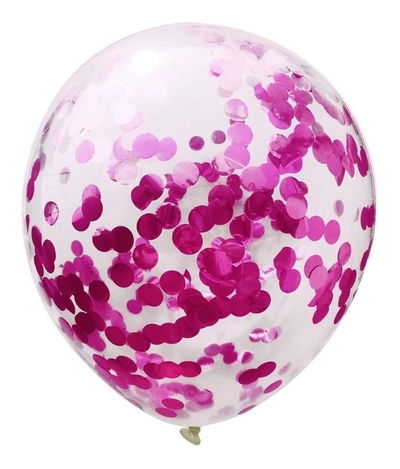 Globo transparente con confetti ROSA x5 unidades