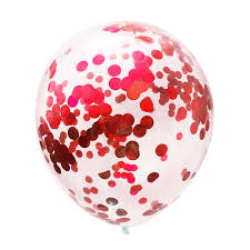 Globo transparente con confetti ROJO x5 unidades