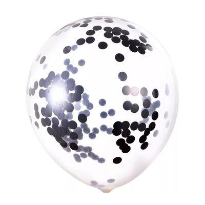 Globo transparente con confetti NEGRO x5 unidades