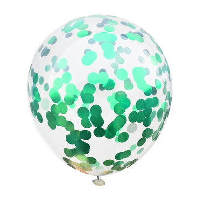 Globo transparente con confetti VERDE x5 unidades