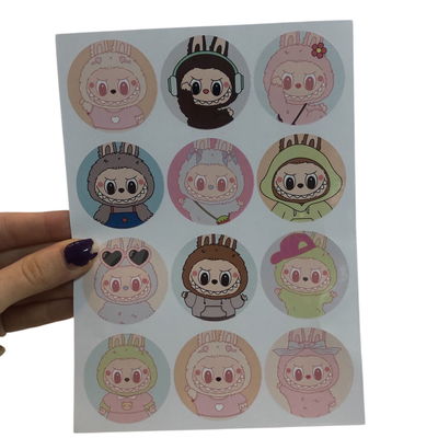 Stickers labubu x12 unidades