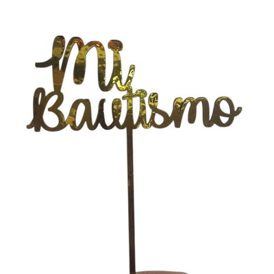 Topper de madera MI BAUTISMO DORADO