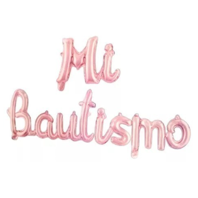 Globo frase "Mi Bautismo" ROSA GOLD