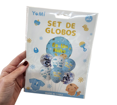Set globo x7 "Es un niño" CELESTE