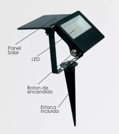 Proyector Solar Con Estaca Candela  20w Luz Fría