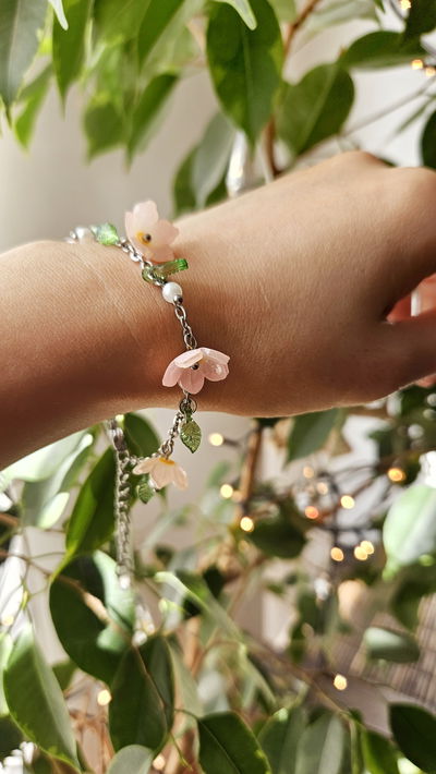 PULSERA•FLORES NO ME OLVIDES ROSAS