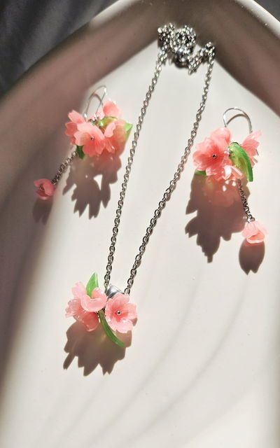 SET- AROS + COLLAR DE CEREZOS 