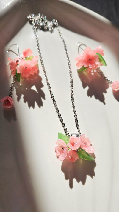 SET- AROS + COLLAR DE CEREZOS 