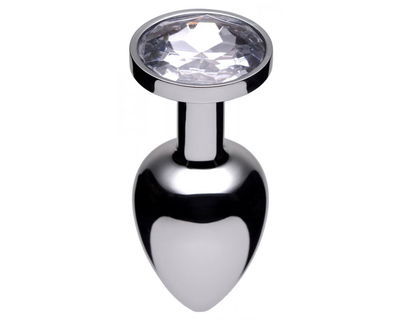 Plug de Acero con Strass perla 8x3 cm (Acero quirurgico)