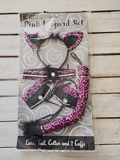 Set Disfraz Leopardo Animal Print Rosa