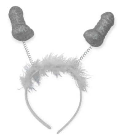 Vincha Pene con Resorte, Plumas y Glitter