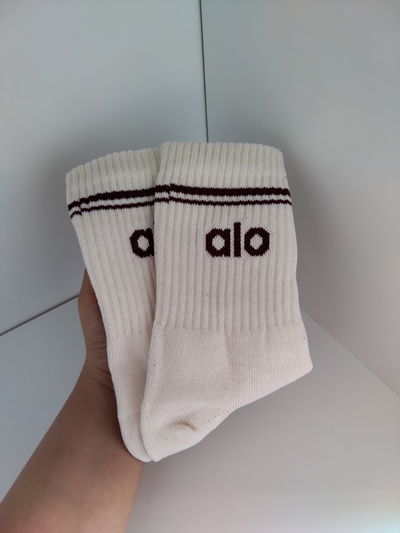 Medias tenis - alo beige c/bordo