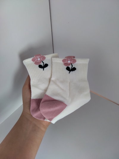 Medias tenis - blanca c/flor