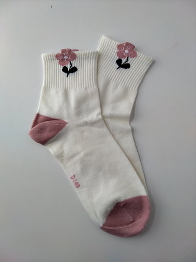 Medias tenis - blanca c/flor
