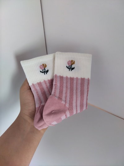 Medias tenis - blanca/rosa