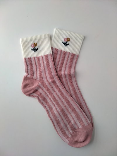 Medias tenis - blanca/rosa