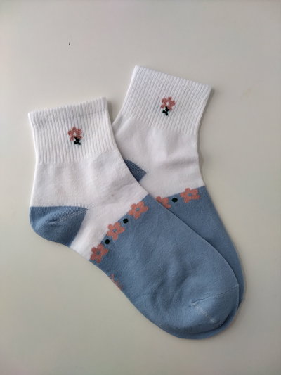 Medias tenis - blanca c/flor