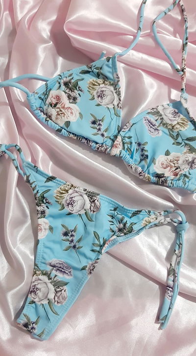 Bikini Flores Celeste 