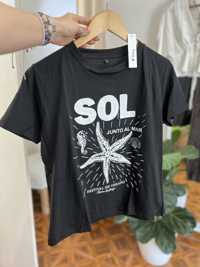 Remera Sol Negro MC