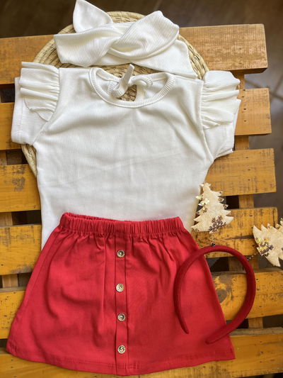 Conjunto 3 piezas blanco y rojo