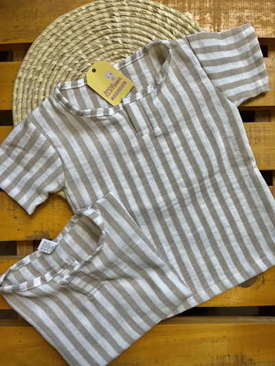 Camisola/camisa de lino rayada