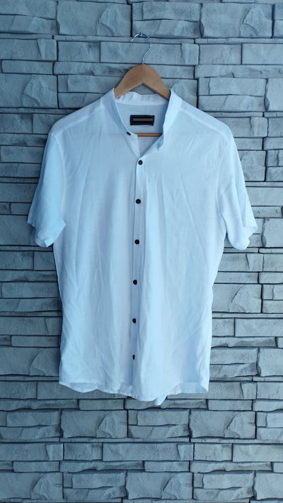 Camisa lino cuello mao blanco