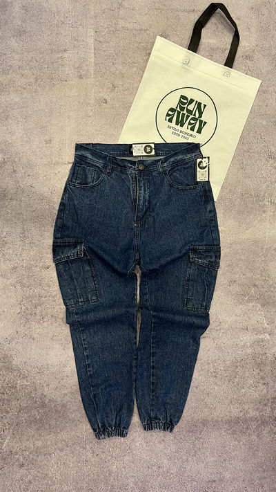 JOGGER MOM CARGO AZUL