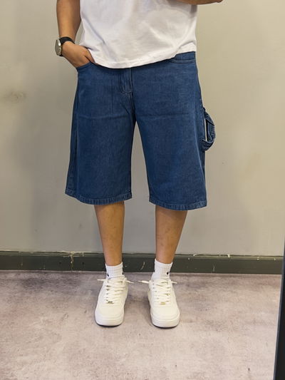 BERMUDA BAGGY AZUL BORDADA