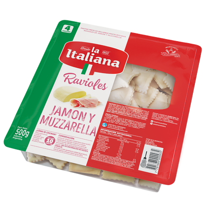 RAVIOLES JAMON Y MUZARELLA X 500 "La Italiana"