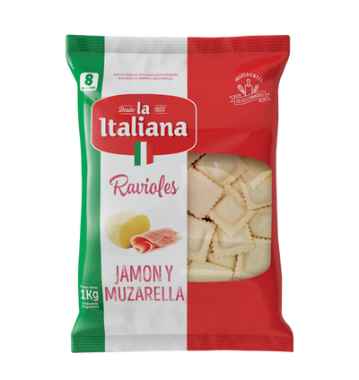 RAVIOLES JAMON Y MUZZARELLA X 1K "La Italiana