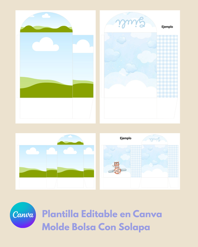 Plantilla Editable en Canva - Molde Bolsa con Solapa