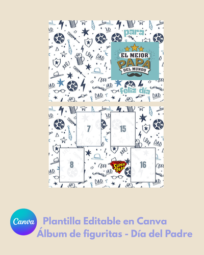 Plantilla Editable en Canva - Álbum Figuritas Día del Padre