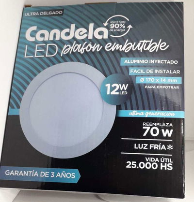 Plafon Led redondo embutir 12W Aluminio luz fria 