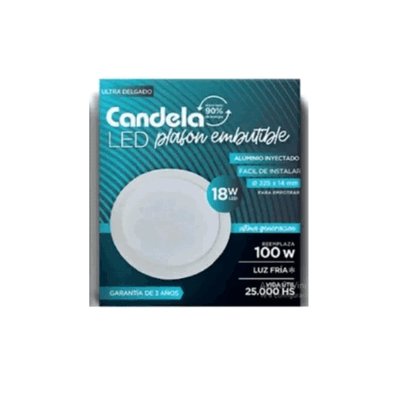 LED PLAFON REDONDO EMB 18 W ALUM FRIO CANDELA (B20)