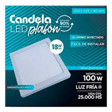 LED PLAFON CUADRADO BASE 18W ALUMINIO FRIO 