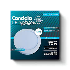 Led Plafón Redondo Base 12 W Fría Blanco (B20)