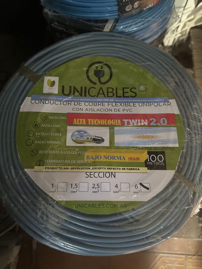 Cable unipolar 6 mm 100% cobre POR METRO