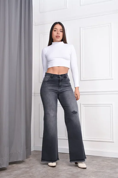 ART.ESTELA | JEAN MAXI WIDE LEG GRIS DESFLECADO