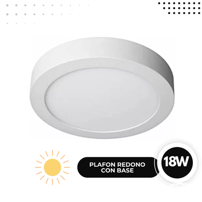 LED PLAFON REDONDO BASE. 18W CALIDO