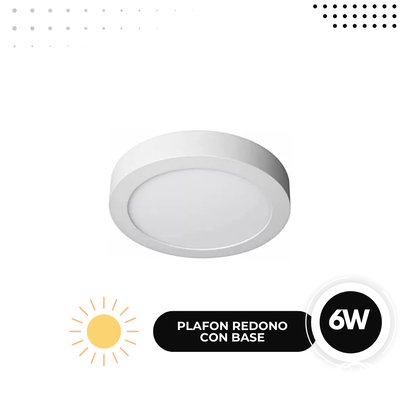 LED PLAFON REDONDO BASE. 6W CALIDO