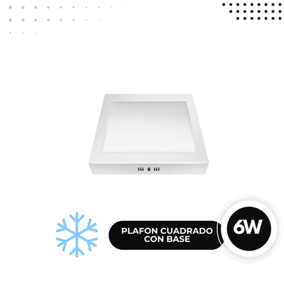 LED PLAFON CUADRADO BASE. 6W FRIA