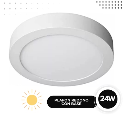 LED PLAFON REDONDO BASE 24W CALIDO