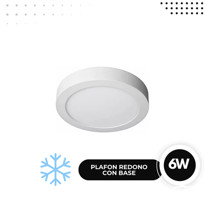 LED PLAFON REDONDO BASE 6W FRIA